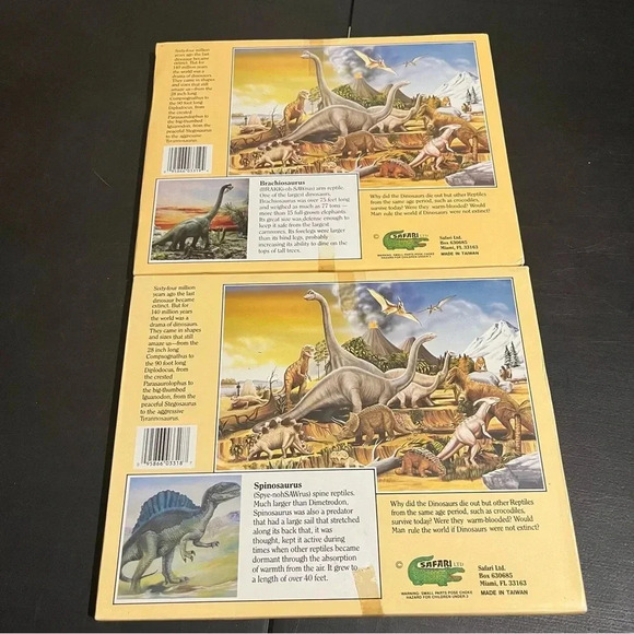 Vintage Wood Dinosaur Models Lot of 2 Safari LTD Brachiosaurus & Spinosaurus - Picture 4 of 7
